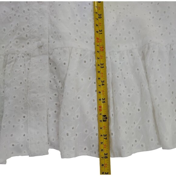 Nanette Lepore white cotton eyelet dress with short sleeves and ruffled hem (6) - Picture 8 of 8
